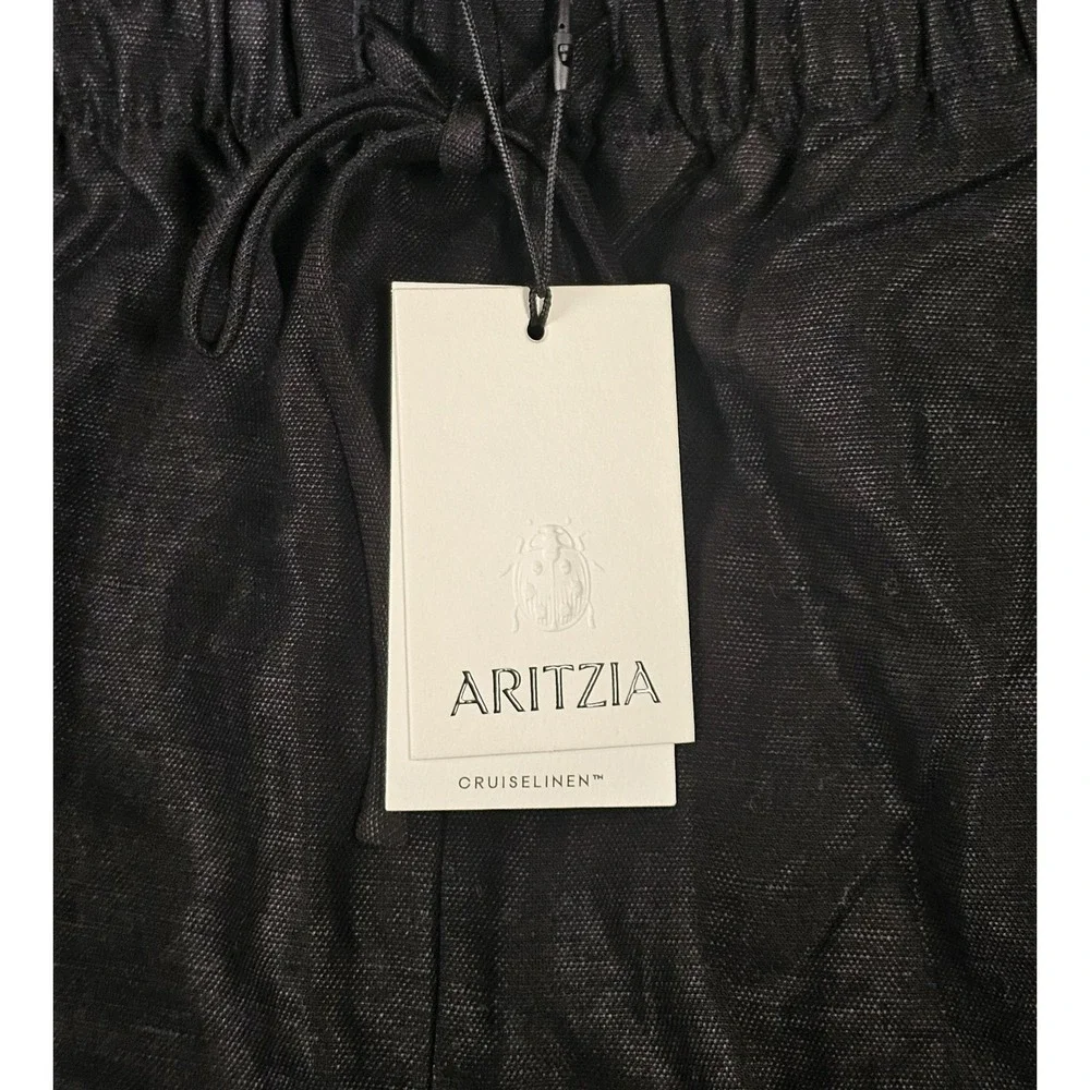 Aritzia Lodge Linen Wide Leg Pants Large Black
